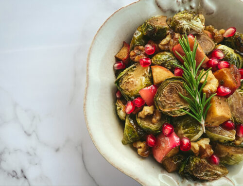 Fall Roasted Brussels Sprouts and Apple with Rosemary and Balsamic